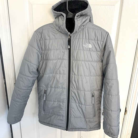 L•THE NORTH FACE•OSO SHERPA REVERSIBLE SLATE GRAY PUFFER COAT - Picture 3 of 16
